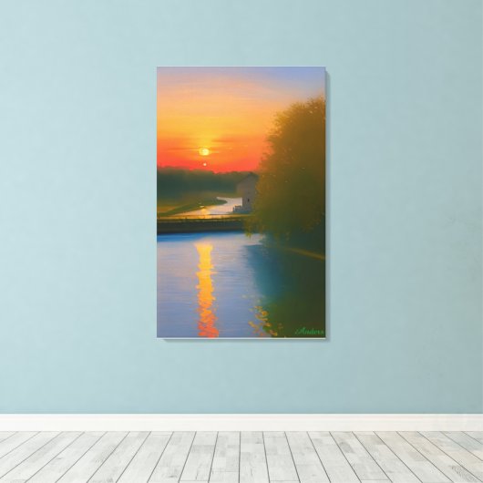 Anders Artistry* Dusk Falls On A Waterway Canvas Afdruk (Insitu (Houten vloer))