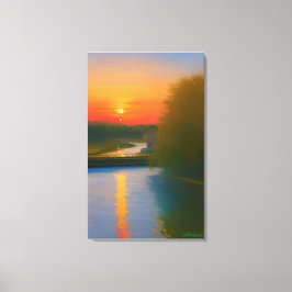 Anders Artistry* Dusk Falls On A Waterway Canvas Afdruk