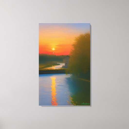 Anders Artistry* Dusk Falls On A Waterway Canvas Afdruk (Voorkant)
