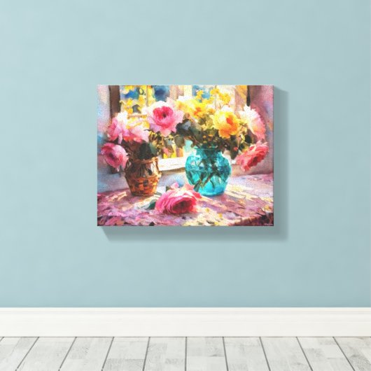 Anders Artistry.Flowers in het ochtendlicht Canvas Afdruk (Insitu (Houten vloer))