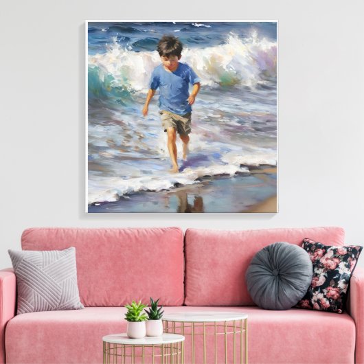 Anders Artistry* "Hij speelt in het Surf" Canvas Afdruk (Insitu (Woonkamer))