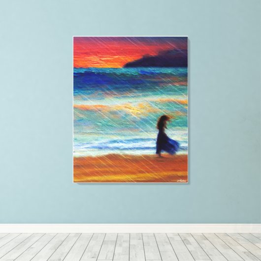 Anders Artistry* Solitaire Vrouw Wandelen op het s Canvas Afdruk (Insitu (Houten vloer))