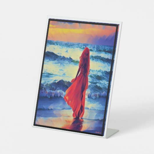 Anders Artistry *Wading in the Waves* Reclamebord Met Voetstuk (Voorkant)