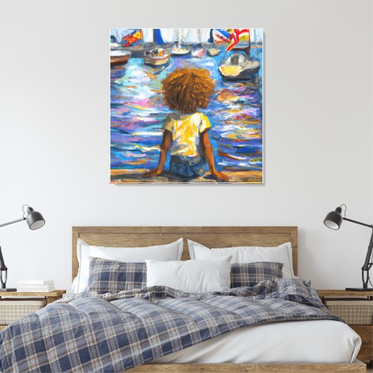 Anders Artistry*zit op het dok van de baai* Canvas Afdruk (Insitu (Slaapkamer))