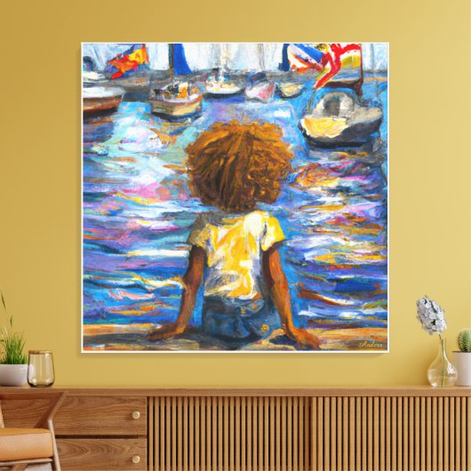 Anders Artistry*zit op het dok van de baai* Canvas Afdruk (Insitu (Woonkamer))