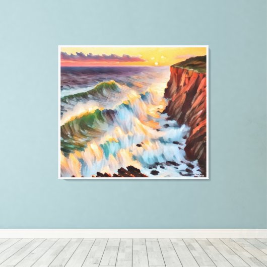 Anders Artistry* Zonsondergang op de Wave's* Canvas Afdruk (Insitu (Houten vloer))