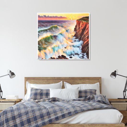 Anders Artistry* Zonsondergang op de Wave's* Canvas Afdruk (Insitu (Slaapkamer))