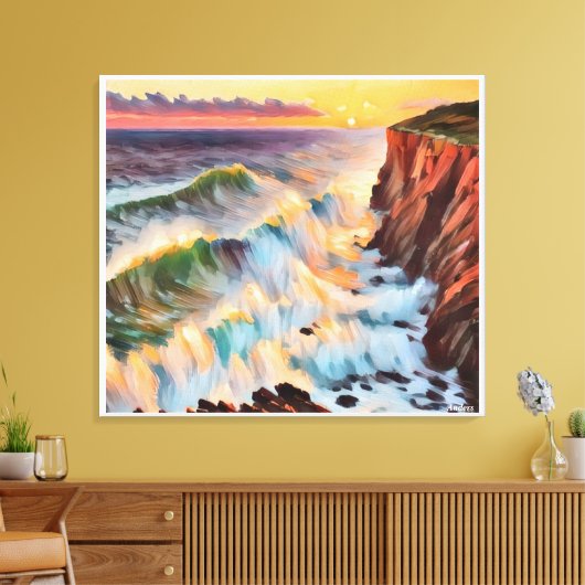Anders Artistry* Zonsondergang op de Wave's* Canvas Afdruk (Insitu (Woonkamer))