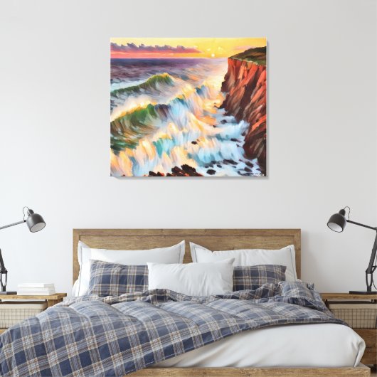 Anders Artistry* Zonsondergang op de Wave's* Canvas Afdruk (Insitu (Slaapkamer))