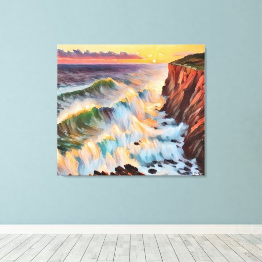 Anders Artistry* Zonsondergang op de Wave's* Canvas Afdruk (Insitu (Houten vloer))