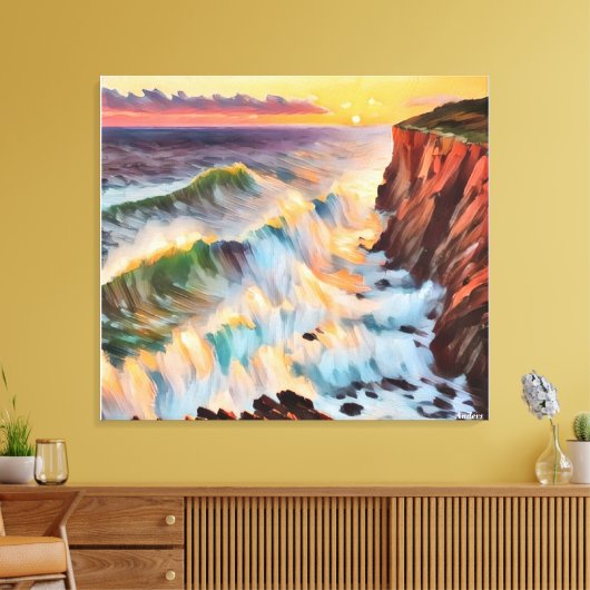 Anders Artistry* Zonsondergang op de Wave's* Canvas Afdruk (Insitu (Woonkamer))