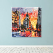 Anders Artistry* Zonsondergang op Grand Via. Madri Canvas Afdruk (Insitu (Houten vloer))