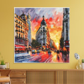 Anders Artistry* Zonsondergang op Grand Via. Madri Canvas Afdruk (Insitu (Woonkamer))
