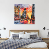 Anders Artistry* Zonsondergang op Grand Via. Madri Canvas Afdruk (Insitu (Slaapkamer))