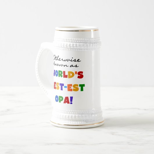 Anders Bekend als Beste Opa T-shirts en cadeaus Bierpul (Voorkant links)