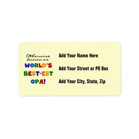 Anders Bekend als Beste Opa T-shirts en cadeaus Etiket (Voorkant)