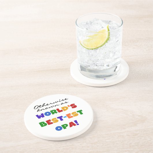 Anders Bekend als Beste Opa T-shirts en cadeaus Zandsteen Onderzetter (Zijkant)