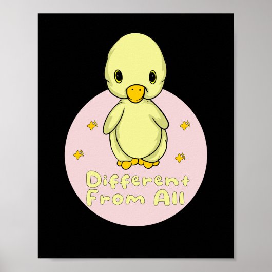 Anders dan alle Kawaii Baby Duck Yellow & Pink Poster (Voorkant)