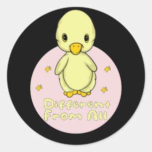 Anders dan alle Kawaii Baby Duck Yellow & Pink Ronde Sticker