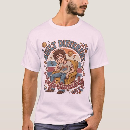 Anders Gebouwd Helaas Retro Grappige Quote T-shirt (Voorkant)