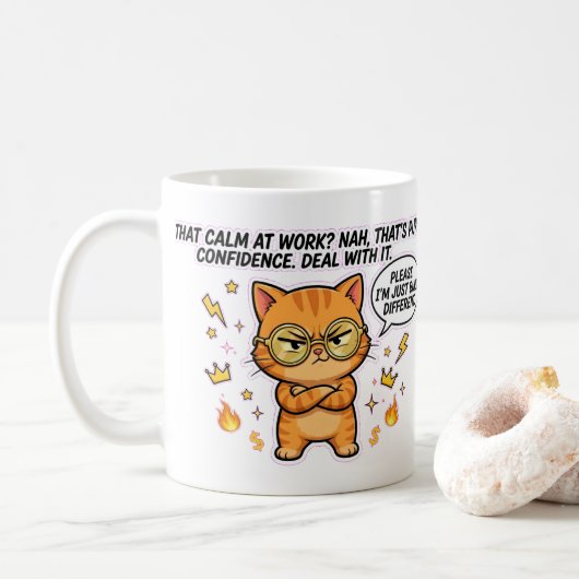 Anders Gebouwde Zelfverzekerde Kat Grappige Mok (Met donut)