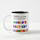 Anders gekend als best mogelijke oma-cadeaus tweekleurige koffiemok (Links)