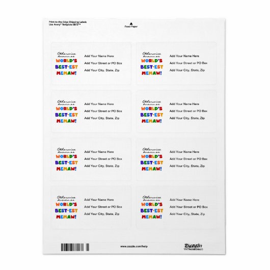 Anders genoemd geworden best-est-Beste Memaw van Etiket (Full Sheet)