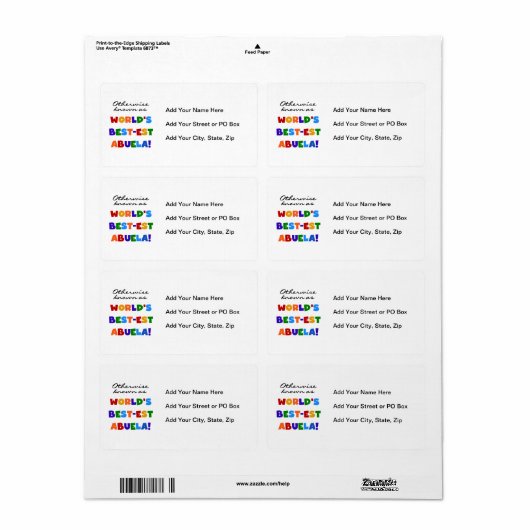 Anders Genoemd geworden Giften van Abuela van het Etiket (Full Sheet)