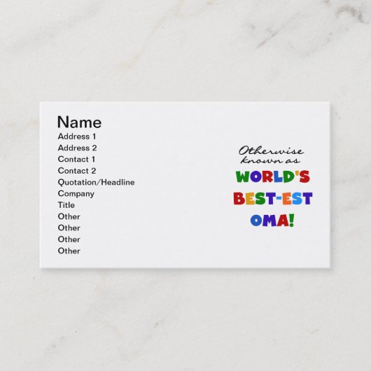 Anders Genoemd geworden T-shirts en Giften van Oma Visitekaartje (Voorkant)
