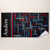 Anders gepersonaliseerde naam betekent zwart rood  strandlaken (Voorkant)