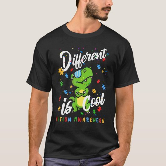 Anders Is Cool Autisme Bewustzijn Dinosaur Trex P T-shirt (Voorkant)