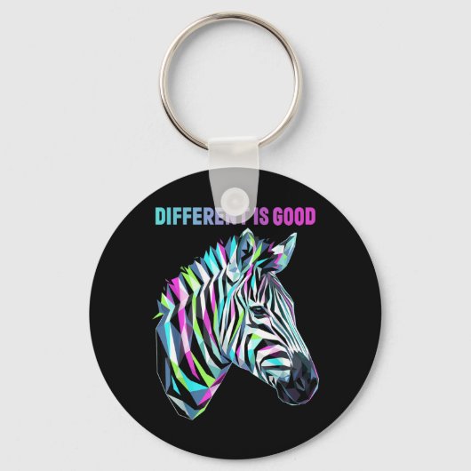 Anders is goed Zeldzame ziekte bewustzijn Zebra Sleutelhanger (Voorkant)