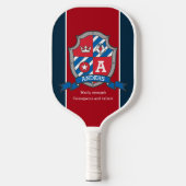 Anders letter A betekent rode blauwe knight crest Pickleball Paddle (Voorkant)