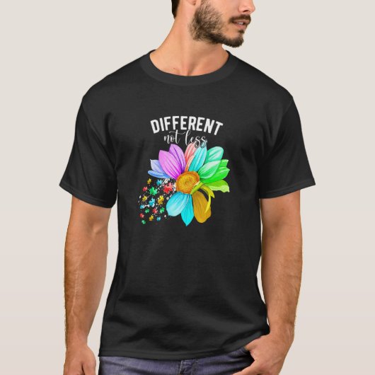 Anders Niet Minder Autisme Bewustzijn Puzzel Zonne T-shirt (Voorkant)