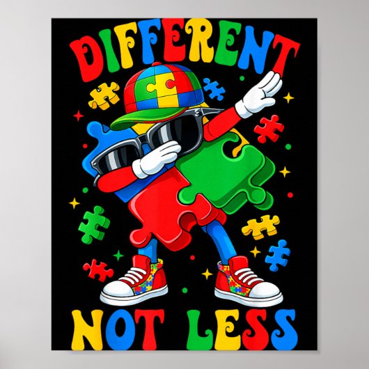 Anders Niet Minder Dabbing Puzzel Autisme Bewustzi Poster (Voorkant)