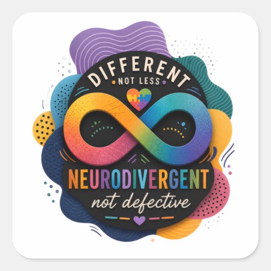 Anders, niet minder, neurodivergent, niet defect vierkante sticker (Voorkant)