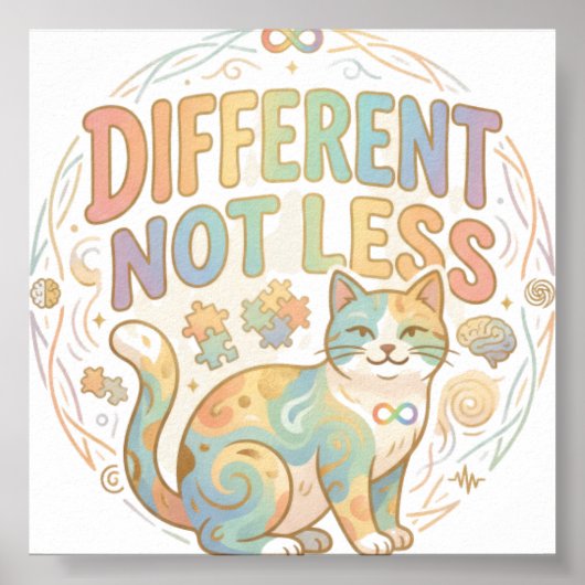 Anders Niet Minder Neurodiversiteit Kat Autisme Ac Poster (Voorkant)