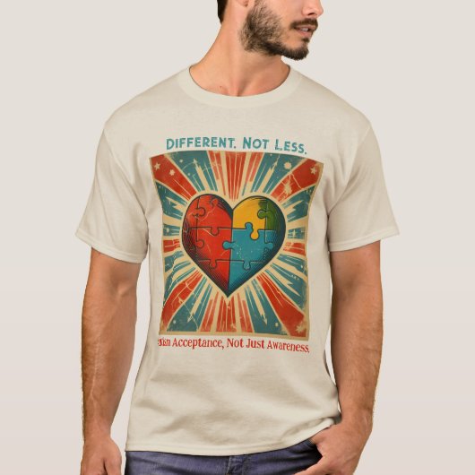 "Anders, niet minder" T-shirt voor acceptatie van (Voorkant)