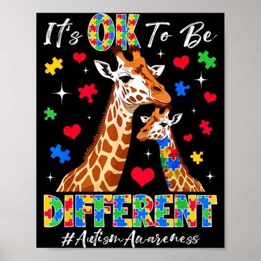 Anders zijn autisme bewustzijn giraffe puzzels poster (Voorkant)