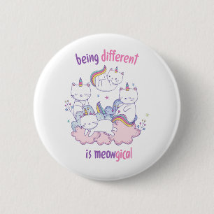 Anders zijn is meowgisch Grappige eenhoorn kat Ronde Button 5,7 Cm