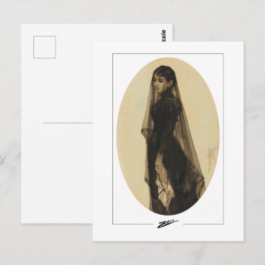 Anders Zorn #344 - Kunstmatig Briefkaart (Voorkant / Achterkant)