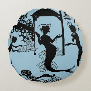 Andersen: Little Mermaid Silhouette Rond Kussen