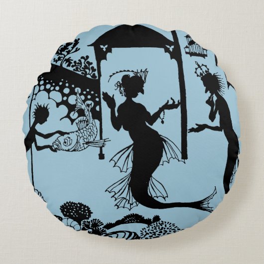 Andersen: Little Mermaid Silhouette Rond Kussen (Voorkant)