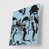 Andersen: Little Mermaid Silhouette Vierkante Klok (Hoek)