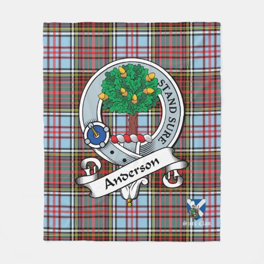 Anderson Ancient Clan badge Scot Tartan Pset Fleece Deken (Voorkant)