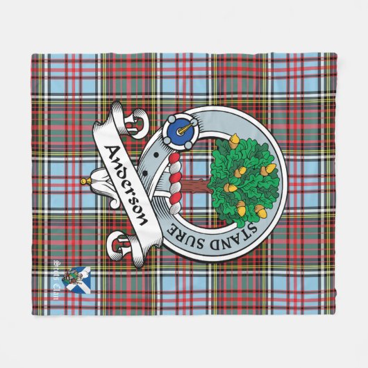 Anderson Ancient Clan badge Scot Tartan Pset Fleece Deken (Voorkant (Horizontaal))