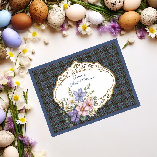 Anderson Ancient Scottish Tartan Easter Floral Feestdagenkaart