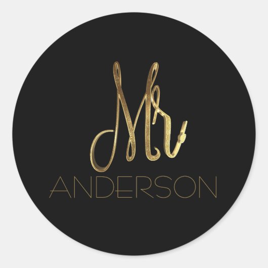 Anderson Black Gold Mister Typography Seal Ronde Sticker (Voorkant)