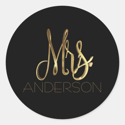 Anderson Black Gold Typography Seal Ronde Sticker (Voorkant)