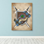 Anderson Clan Badge Crossed Swords Canvas Print (Insitu (Houten vloer))